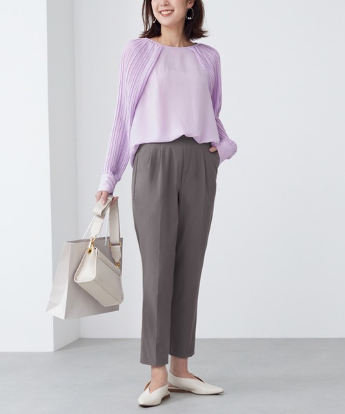 Tuche（トゥシェ）の「Tuche/トゥシェ ストレッチパンツ テーパードスタイル レーヨン混 アンクル丈（その他パンツ・レディース・ブラック/ネイビー/サンドベージュ/イエロー系その他/グレー系その他・MEDIUM/LARGE/X-LARGE）」の2枚目の写真