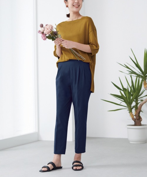 Tuche（トゥシェ）の「Tuche/トゥシェ ストレッチパンツ テーパードスタイル レーヨン混 アンクル丈（その他パンツ・レディース・ブラック/ネイビー/サンドベージュ/イエロー系その他/グレー系その他・MEDIUM/LARGE/X-LARGE）」の4枚目の写真
