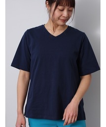 【L~5L 大きいサイズ】コットン ベア天 Vネック Tシャツ