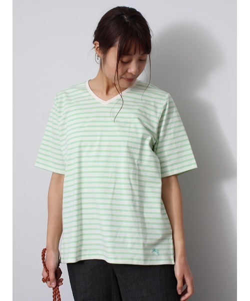 MB mint breeze(エムビーミントブリーズ)の「【L~5L 大きいサイズ】コットン ベア天 Vネック Tシャツ(Tシャツ/カットソー・レディース・ブルー/ブラック/ネイビー/クリーム/ダークインディゴブルー/サックスブルー・LL/5L/4L/3L/L)」の3枚目の写真
