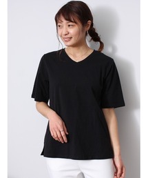 【L～5L 大きいサイズ】コットン ベア天 Ｖネック Ｔシャツ