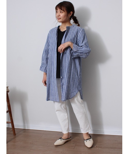 MB mint breeze(エムビーミントブリーズ)の「【L~5L 大きいサイズ】コットン ベア天 Vネック Tシャツ(Tシャツ/カットソー・レディース・ブルー/ブラック/ネイビー/クリーム/ダークインディゴブルー/サックスブルー・LL/5L/4L/3L/L)」の11枚目の写真