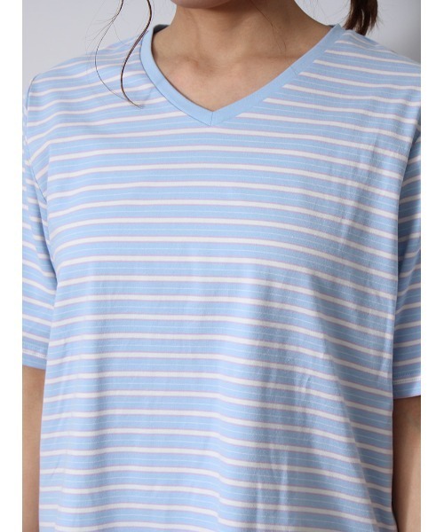 MB mint breeze(エムビーミントブリーズ)の「【L~5L 大きいサイズ】コットン ベア天 Vネック Tシャツ(Tシャツ/カットソー・レディース・ブルー/ブラック/ネイビー/クリーム/ダークインディゴブルー/サックスブルー・LL/5L/4L/3L/L)」の20枚目の写真