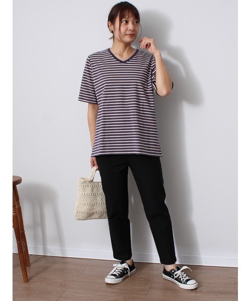 MB mint breeze(エムビーミントブリーズ)の「【L~5L 大きいサイズ】コットン ベア天 Vネック Tシャツ(Tシャツ/カットソー・レディース・ブルー/ブラック/ネイビー/クリーム/ダークインディゴブルー/サックスブルー・LL/5L/4L/3L/L)」の17枚目の写真