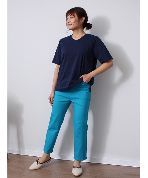MB mint breeze(エムビーミントブリーズ)の「【L~5L 大きいサイズ】コットン ベア天 Vネック Tシャツ(Tシャツ/カットソー・レディース・ブルー/ブラック/ネイビー/クリーム/ダークインディゴブルー/サックスブルー・LL/5L/4L/3L/L)」の13枚目の写真