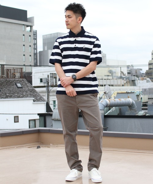 CHUMS(チャムス)の「CHUMS/チャムス ブービーボーダーショールポロシャツ BOOBY BORDER SHAWL POLO SHIRT 23SS(ポロシャツ・メンズ・ブラック/ホワイト・L/XL/M)」の6枚目の写真