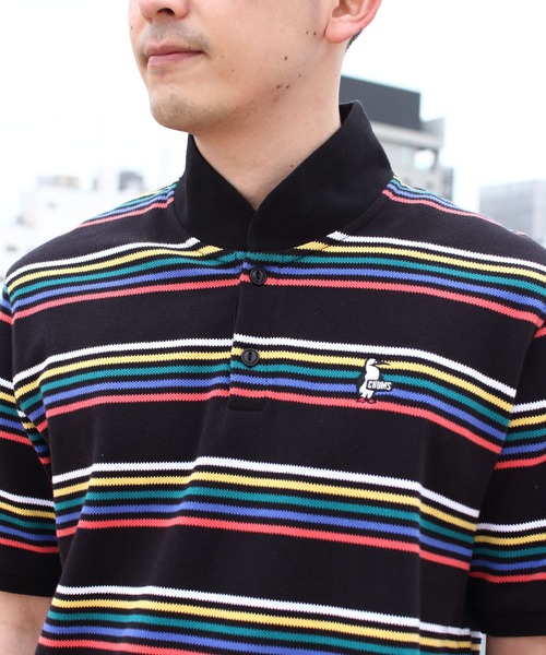 CHUMS(チャムス)の「CHUMS/チャムス ブービーボーダーショールポロシャツ BOOBY BORDER SHAWL POLO SHIRT 23SS(ポロシャツ・メンズ・ブラック/ホワイト・L/XL/M)」の11枚目の写真