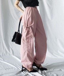 me+em select | 【 裾絞れる２way 】シャーリングアンバランスデザインナイロンカーゴパンツ【 韓国製 】(カーゴパンツ)