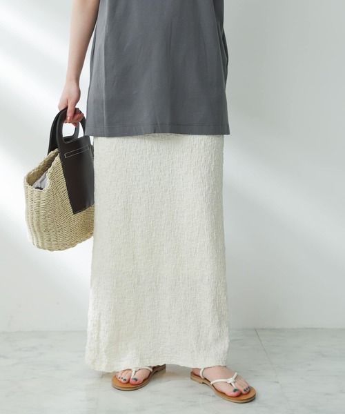 SENSE OF PLACE by URBAN RESEARCH（センスオブプレイスバイアーバンリサーチ）の「ジャガードナロースカート（スカート・レディース・ブラック/アイボリー/オレンジ・ONE）」の4枚目の写真