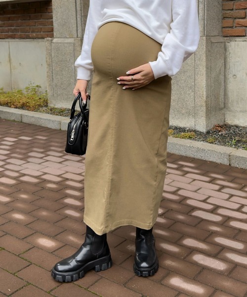 KOBE LETTUCE（コウベレタス）の「産前産後OKのびのびストレッチマタニティタイトスカート（マタニティウェア/グッズ・レディース・ブラック/ベージュ/ホワイト系/ピンク/ネイビー系/モカ/カーキ/ベージュ系・FREE）」の5枚目の写真