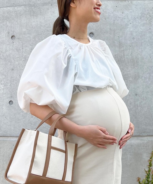 KOBE LETTUCE(コウベレタス)の「産前産後OKのびのびストレッチマタニティタイトスカート(マタニティウェア/グッズ・レディース・ブラック/ベージュ/ホワイト系/ピンク/ネイビー系/モカ/カーキ・FREE)」の10枚目の写真