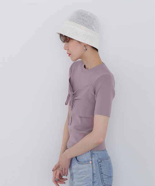 N.（N. Natural Beauty Basic）（エヌエヌナチュラルビューティーベーシック）の「◆ビスチェニット（ニット/セーター・レディース・ブラック/カーキ/ピンク・MEDIUM）」の14枚目の写真