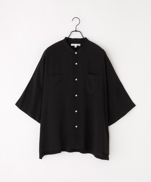 Anchor Smith（アンカー スミス）の「ルーズドルマンレーヨンバンドカラーシャツ（シャツ/ブラウス・メンズ・ブラウン/グリーン/ベージュ/チャコール/ライトグレー/ホワイト/グレイッシュブルー/ブラック/スモークグレー/ダークネイビー・M/L）」の12枚目の写真