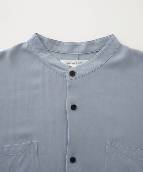 Anchor Smith（アンカー スミス）の「ルーズドルマンレーヨンバンドカラーシャツ（シャツ/ブラウス・メンズ・ブラウン/グリーン/ベージュ/チャコール/ライトグレー/ホワイト/グレイッシュブルー/ブラック/スモークグレー/ダークネイビー・M/L）」の18枚目の写真
