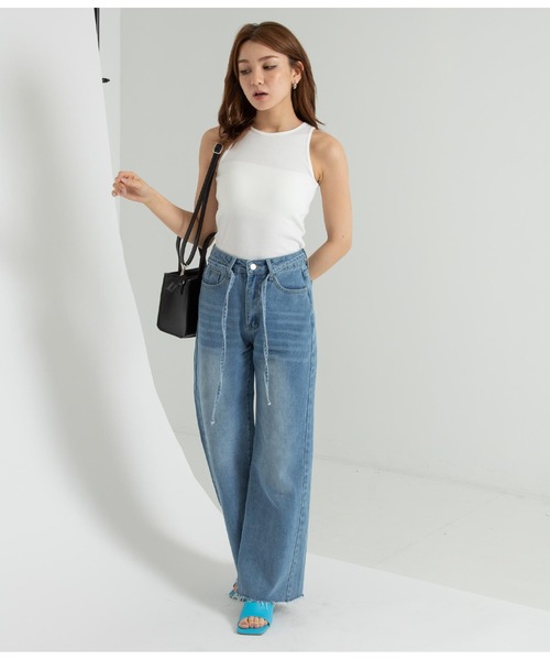 ANAP（アナップ）の「アメリカンスリーブタンクトップ（タンクトップ・レディース・ホワイト/スミクロ/ブルー/ブラウン・FREE）」の6枚目の写真