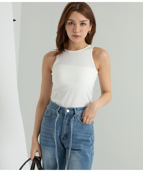 ANAP（アナップ）の「アメリカンスリーブタンクトップ（タンクトップ・レディース・ホワイト/スミクロ/ブルー/ブラウン・FREE）」の19枚目の写真