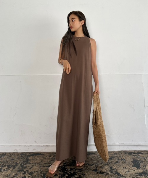 TRUNC（トランクエイティーエイト）の「American Sleeve Cutsew Dress（ワンピース・レディース・モカ/ブラック・FREE）」の2枚目の写真