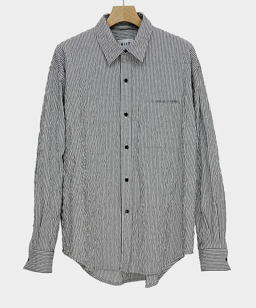 KIIT（キート）の「KIIT キート / CONVERTIBLE COLLAR WRINKLES SHIRT コンバーティブルカラー2WAYリンクルストライプシャツ / KIP-B99-007（シャツ/ブラウス・メンズ・グレー系その他/ベージュ系その他・1/2/3）」の2枚目の写真