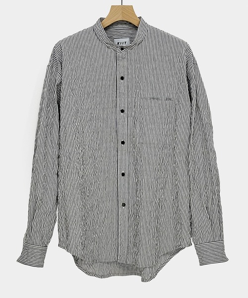 KIIT（キート）の「KIIT キート / CONVERTIBLE COLLAR WRINKLES SHIRT コンバーティブルカラー2WAYリンクルストライプシャツ / KIP-B99-007（シャツ/ブラウス・メンズ・グレー系その他/ベージュ系その他・1/2/3）」の6枚目の写真