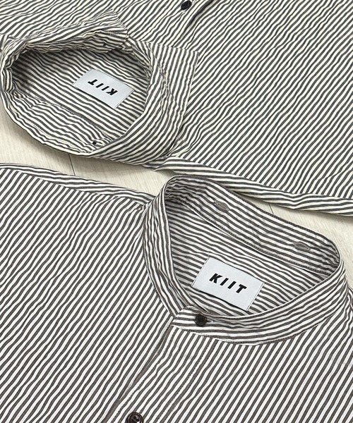 KIIT（キート）の「KIIT キート / CONVERTIBLE COLLAR WRINKLES SHIRT コンバーティブルカラー2WAYリンクルストライプシャツ / KIP-B99-007（シャツ/ブラウス・メンズ・グレー系その他/ベージュ系その他・1/2/3）」の8枚目の写真