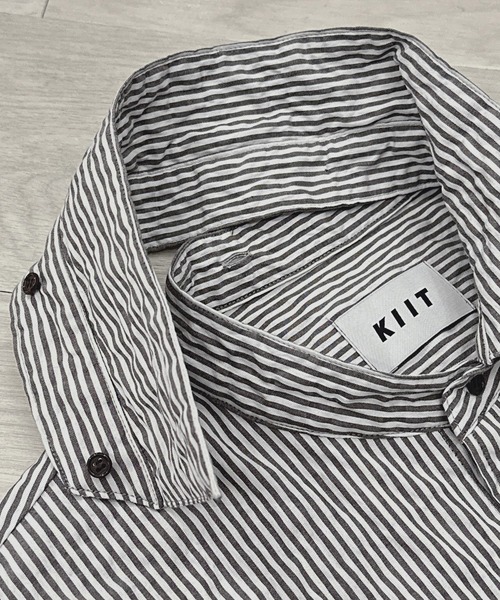 KIIT（キート）の「KIIT キート / CONVERTIBLE COLLAR WRINKLES SHIRT コンバーティブルカラー2WAYリンクルストライプシャツ / KIP-B99-007（シャツ/ブラウス・メンズ・グレー系その他/ベージュ系その他・1/2/3）」の12枚目の写真