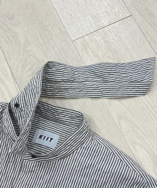 KIIT（キート）の「KIIT キート / CONVERTIBLE COLLAR WRINKLES SHIRT コンバーティブルカラー2WAYリンクルストライプシャツ / KIP-B99-007（シャツ/ブラウス・メンズ・グレー系その他/ベージュ系その他・1/2/3）」の13枚目の写真