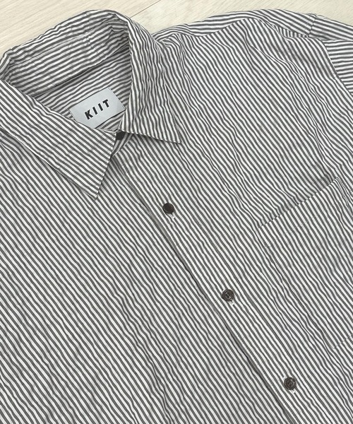 KIIT（キート）の「KIIT キート / CONVERTIBLE COLLAR WRINKLES SHIRT コンバーティブルカラー2WAYリンクルストライプシャツ / KIP-B99-007（シャツ/ブラウス・メンズ・グレー系その他/ベージュ系その他・1/2/3）」の14枚目の写真