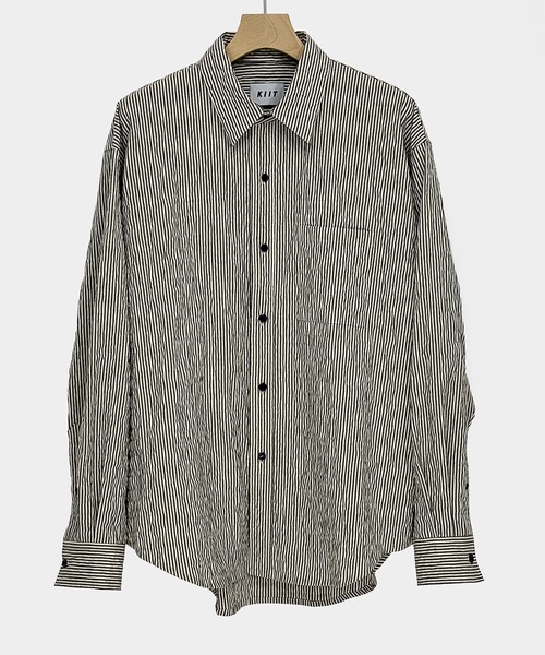 KIIT（キート）の「KIIT キート / CONVERTIBLE COLLAR WRINKLES SHIRT コンバーティブルカラー2WAYリンクルストライプシャツ / KIP-B99-007（シャツ/ブラウス・メンズ・グレー系その他/ベージュ系その他・1/2/3）」の5枚目の写真