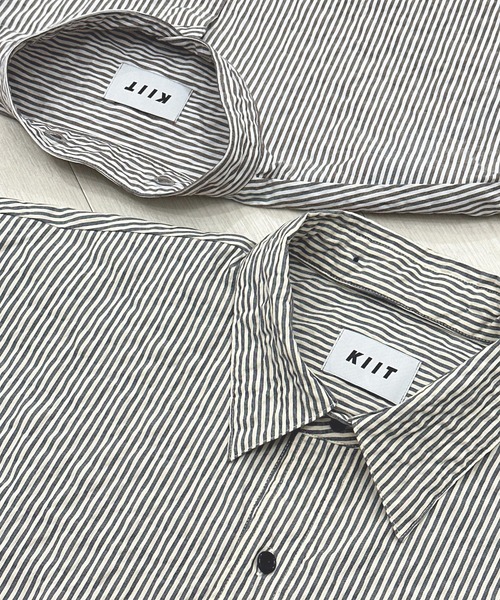 KIIT（キート）の「KIIT キート / CONVERTIBLE COLLAR WRINKLES SHIRT コンバーティブルカラー2WAYリンクルストライプシャツ / KIP-B99-007（シャツ/ブラウス・メンズ・グレー系その他/ベージュ系その他・1/2/3）」の7枚目の写真