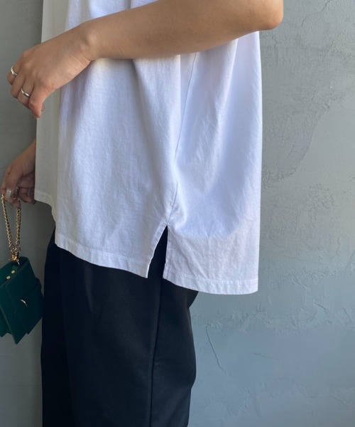 MICA&DEAL（マイカ＆ディール）の「【CLASSY9月号掲載】[MICA&DEAL/マイカアンドディール] 別注 LAMBERT フレンチスリーブロゴプリントTシャツ（Tシャツ/カットソー・レディース・サンドベージュ/チャコール/ホワイト・F）」の6枚目の写真
