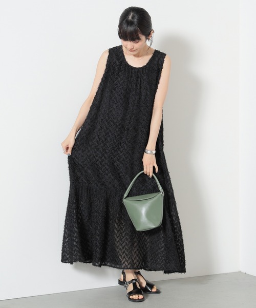 SaturdayClub：バックリボン ジャカード ワンピース セール】バックリボン ジャカード ワンピース（ワンピース