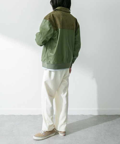 URBAN RESEARCH Sonny Label(アーバンリサーチサニーレーベル)の「異素材切替フェイクレザーブルゾン(ブルゾン・メンズ・グリーン系その他/ブラック・LARGE/MEDIUM)」の21枚目の写真