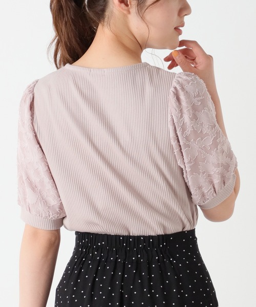 Honeys（ハニーズ）の「袖異素材トップス（Tシャツ/カットソー