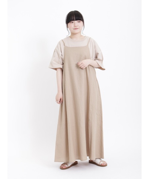 Samansa Mos2（サマンサ モスモス）の「リネンレーヨンキャミワンピース（ワンピース・レディース・ブラック/グレー/ブルー/ベージュ/チャコール・ﾌﾘ-）」の4枚目の写真