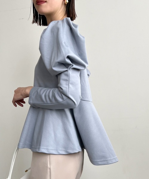 Futier land(フューティアランド)の「Puff Sleeve Peplum Tops(その他トップス・レディース・ミント/ブルーグレー/ブラック・FREE)」の5枚目の写真