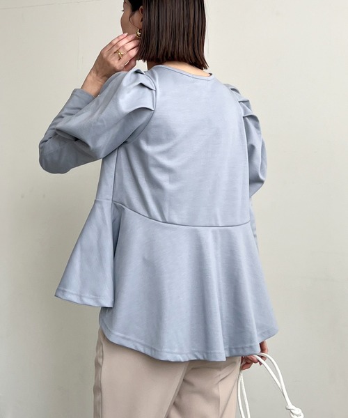 Futier land(フューティアランド)の「Puff Sleeve Peplum Tops(その他トップス・レディース・ミント/ブルーグレー/ブラック・FREE)」の6枚目の写真