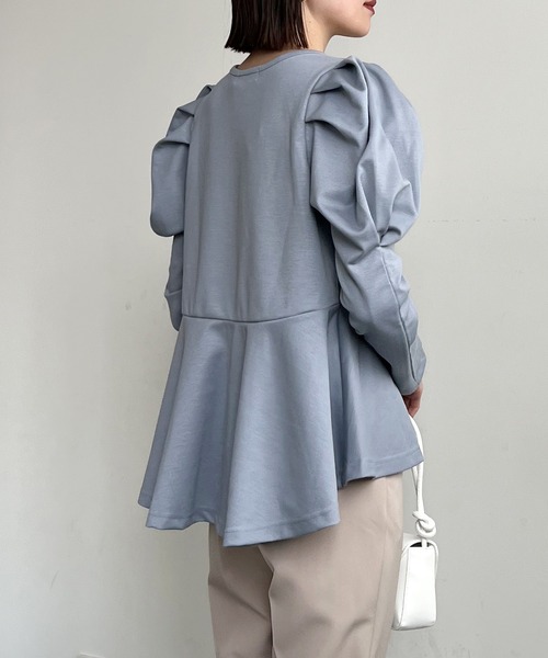 Futier land(フューティアランド)の「Puff Sleeve Peplum Tops(その他トップス・レディース・ミント/ブルーグレー/ブラック・FREE)」の7枚目の写真