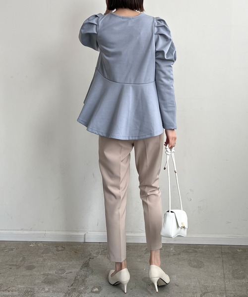 Futier land(フューティアランド)の「Puff Sleeve Peplum Tops(その他トップス・レディース・ミント/ブルーグレー/ブラック・FREE)」の9枚目の写真
