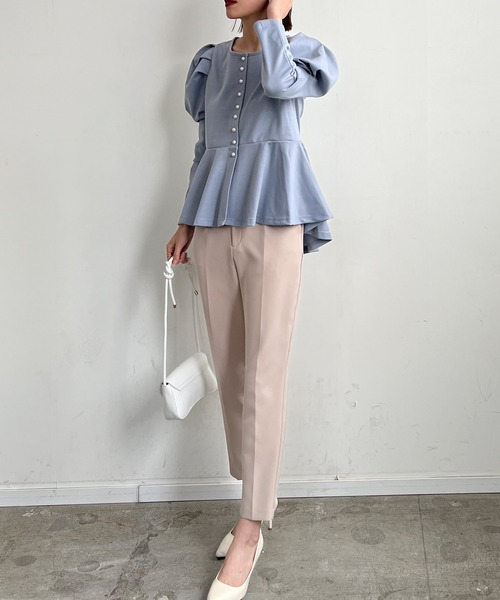 Futier land(フューティアランド)の「Puff Sleeve Peplum Tops(その他トップス・レディース・ミント/ブルーグレー/ブラック・FREE)」の10枚目の写真