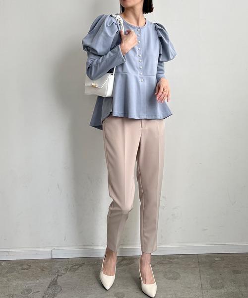 Futier land(フューティアランド)の「Puff Sleeve Peplum Tops(その他トップス・レディース・ミント/ブルーグレー/ブラック・FREE)」の11枚目の写真