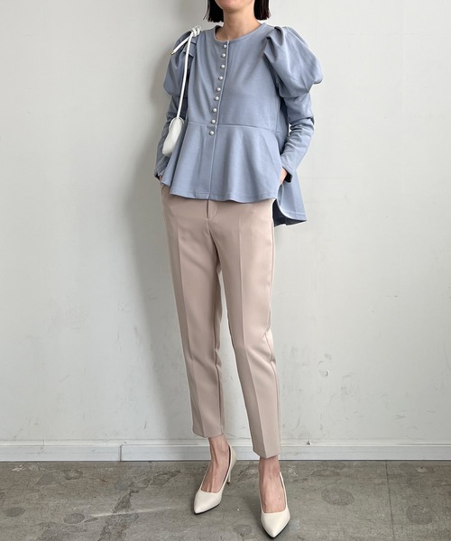 Futier land(フューティアランド)の「Puff Sleeve Peplum Tops(その他トップス・レディース・ミント/ブルーグレー/ブラック・FREE)」の12枚目の写真