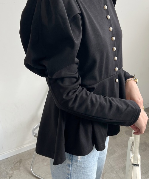 Futier land(フューティアランド)の「Puff Sleeve Peplum Tops(その他トップス・レディース・ミント/ブルーグレー/ブラック・FREE)」の17枚目の写真