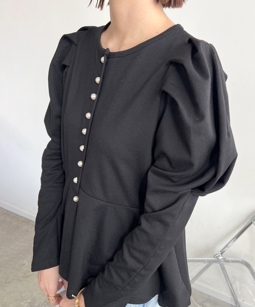 Futier land(フューティアランド)の「Puff Sleeve Peplum Tops(その他トップス・レディース・ミント/ブルーグレー/ブラック・FREE)」の16枚目の写真