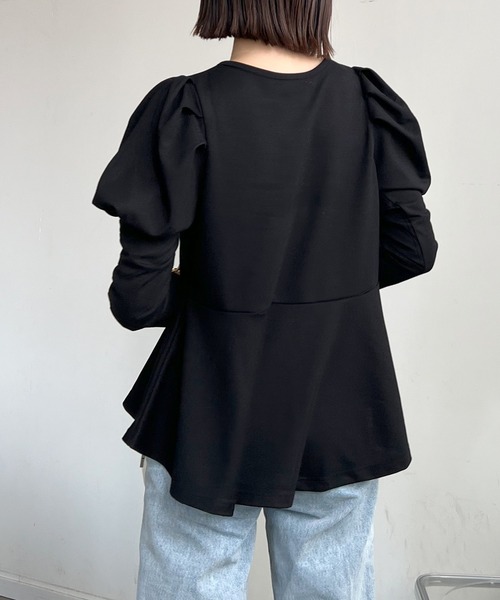 Futier land(フューティアランド)の「Puff Sleeve Peplum Tops(その他トップス・レディース・ミント/ブルーグレー/ブラック・FREE)」の15枚目の写真