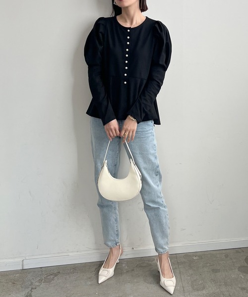 Futier land(フューティアランド)の「Puff Sleeve Peplum Tops(その他トップス・レディース・ミント/ブルーグレー/ブラック・FREE)」の18枚目の写真