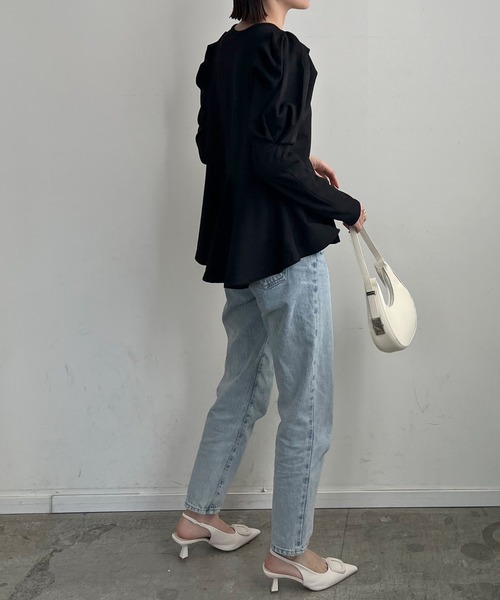 Futier land(フューティアランド)の「Puff Sleeve Peplum Tops(その他トップス・レディース・ミント/ブルーグレー/ブラック・FREE)」の19枚目の写真