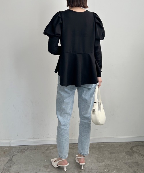 Futier land(フューティアランド)の「Puff Sleeve Peplum Tops(その他トップス・レディース・ミント/ブルーグレー/ブラック・FREE)」の20枚目の写真
