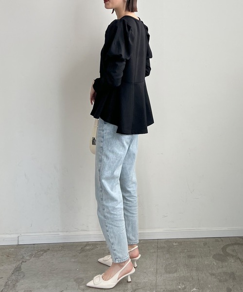 Futier land(フューティアランド)の「Puff Sleeve Peplum Tops(その他トップス・レディース・ミント/ブルーグレー/ブラック・FREE)」の21枚目の写真