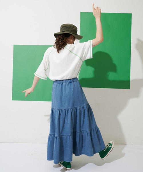 MERLOT(メルロー)の「ステッチカットアウトT(Tシャツ/カットソー・レディース・ホワイト/ブルー/グレー・FREE)」の10枚目の写真