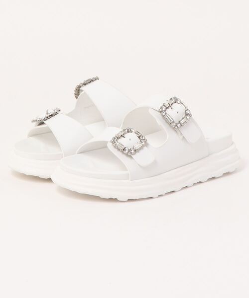 KOBE LETTUCE(コウベレタス)の「厚底ビジューダブルベルトサンダル(サンダル・レディース・ホワイト/クリア/ブラック・M/S/LL/L)」の9枚目の写真